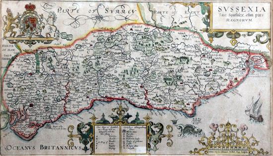 Johan Norden and William Kip Map of Sussex(-)